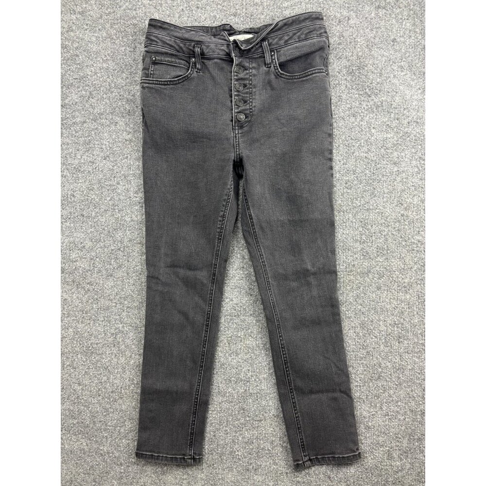 We The Free Skinny Jeans Womens 30 Gray Dark Wash High Rise Button Fly Stretch